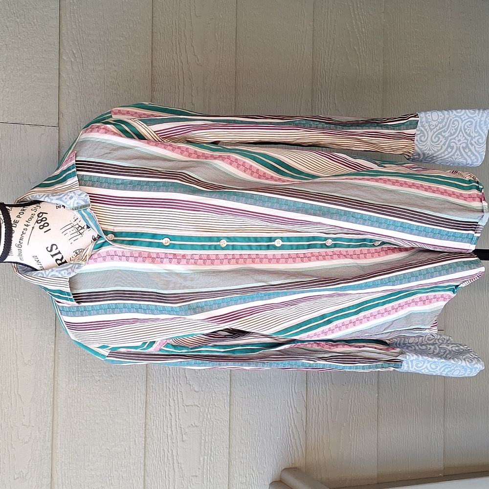 Ted Baker London Mens Striped Long Sleeve Buttondown With Oversized Cuffs